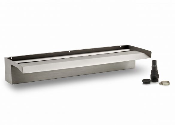 Edelstahl Wasserfall XL 60 mit Schlauchschelle, flacher Stopfen, Stufentülle